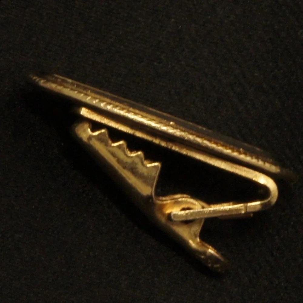 Vintage‎ Kansas Tie Clip Black/Gold Tone Oval Brushed Insert State Souvenir